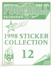 1998 Select AFL Stickers #12 Mark Bickley Back